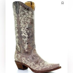 CORRAL WOMEN'S CRATER WITH BONE EMBROIDERY WESTERN BOOTS - SNIP TOE